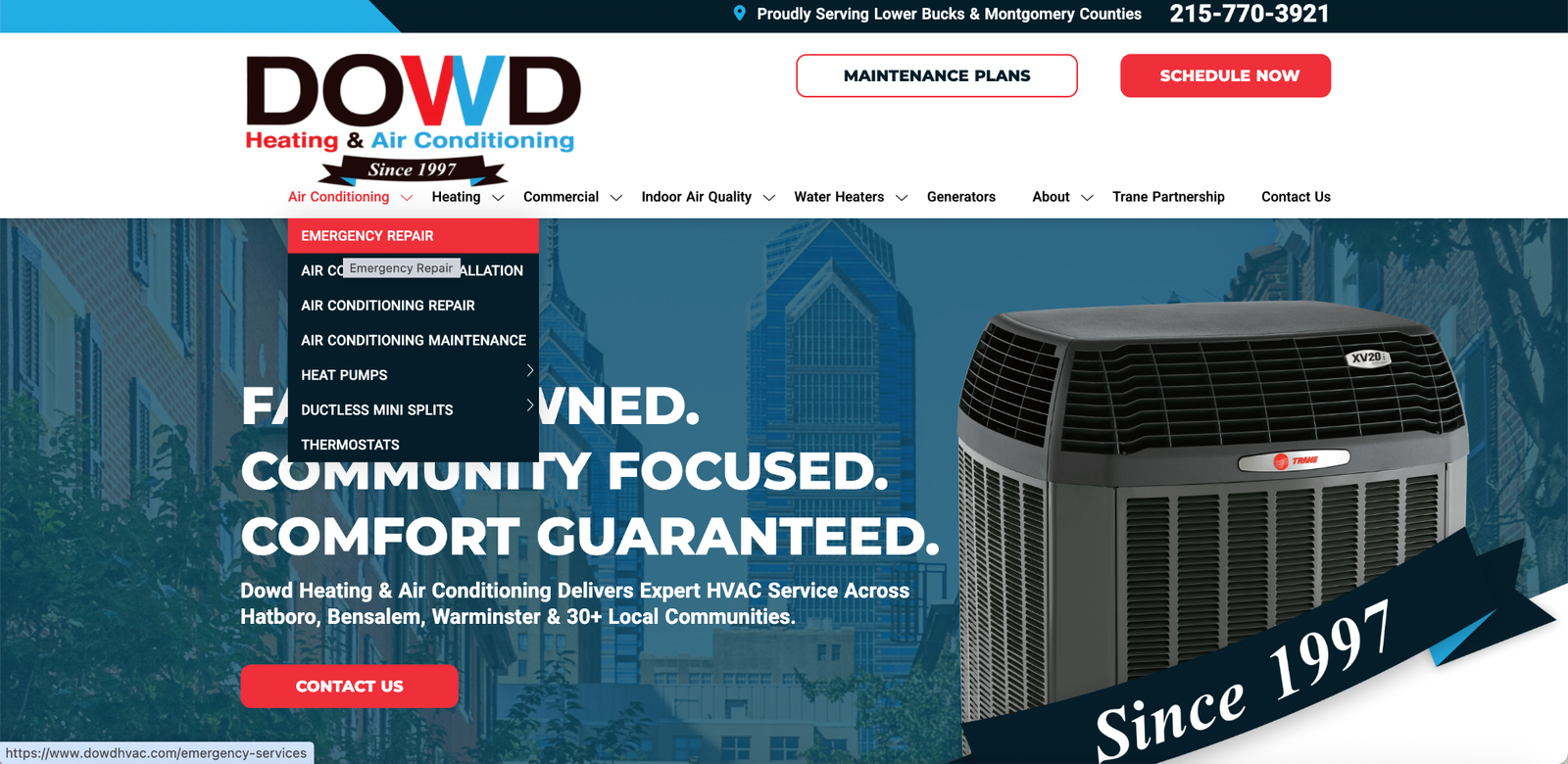 Contractor WordPress website design example for HVAC and home service business