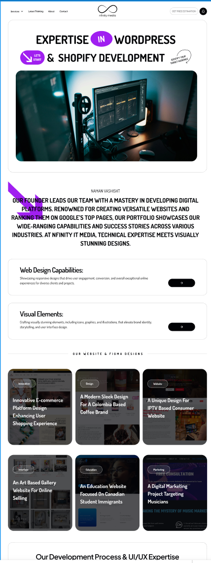 Shopify WordPress ecommerce website design and UI UX portfolio by Nfinity Media